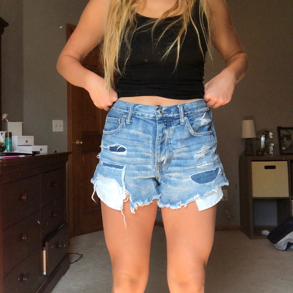 festival distressed and patched shorts